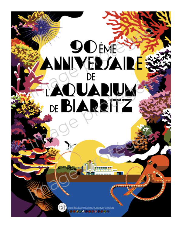 Affiche déclinée de l'œuvre exposée à l'Aquarium de Biarritz - par l'illustrateur Good Bye Hippocrate